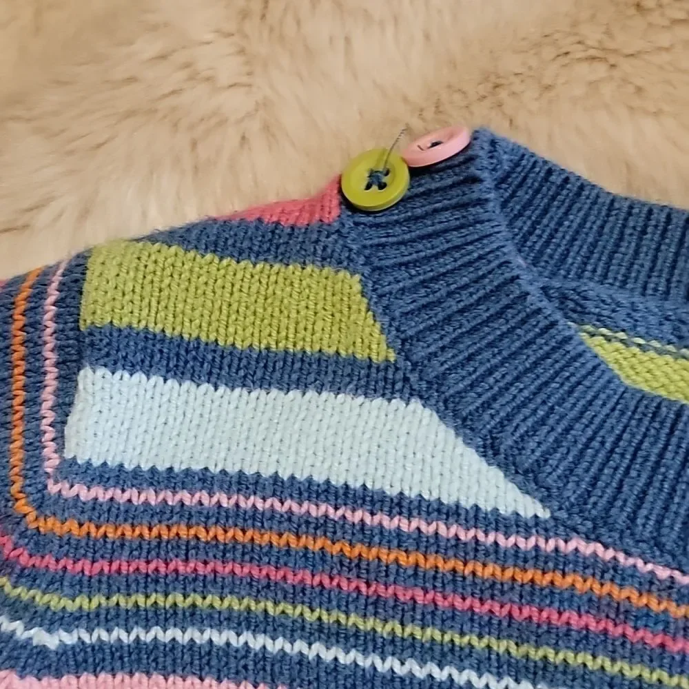 GYMBOREE MULTI-COLOR STRIPED LONG-SLEEVE SWEATER DRESS, SIZE 7